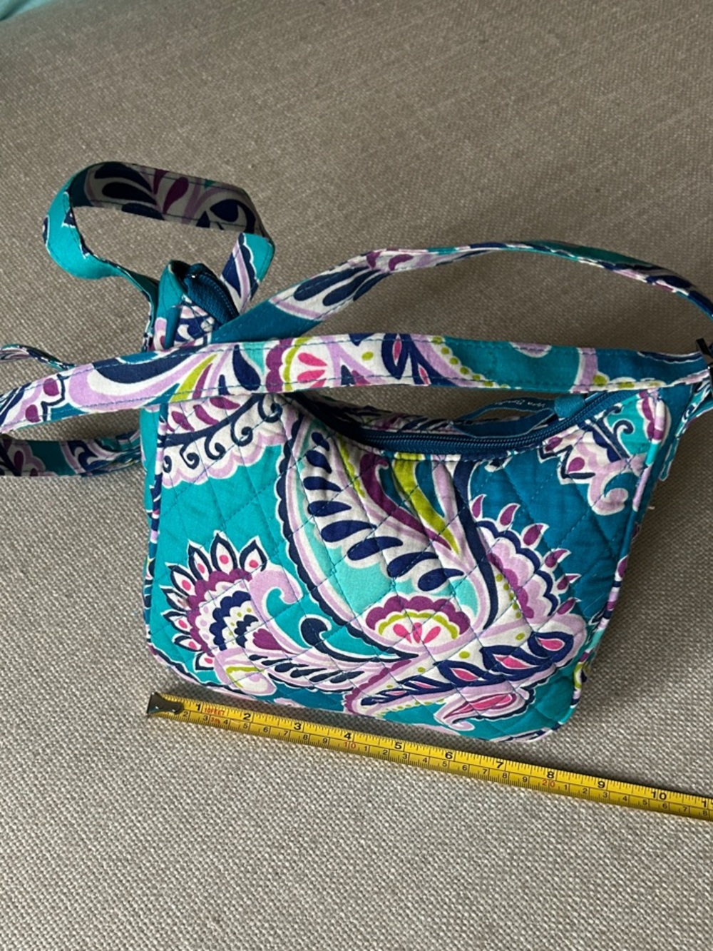 Vera Bradley Quilted Paisley Crossbody Bag in Teal and Purple